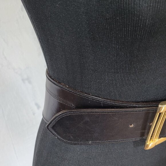 Women\'s Vintage Cinch Black Leather Belt Italian Designer Brand Linea Pelle Sz S main image 9